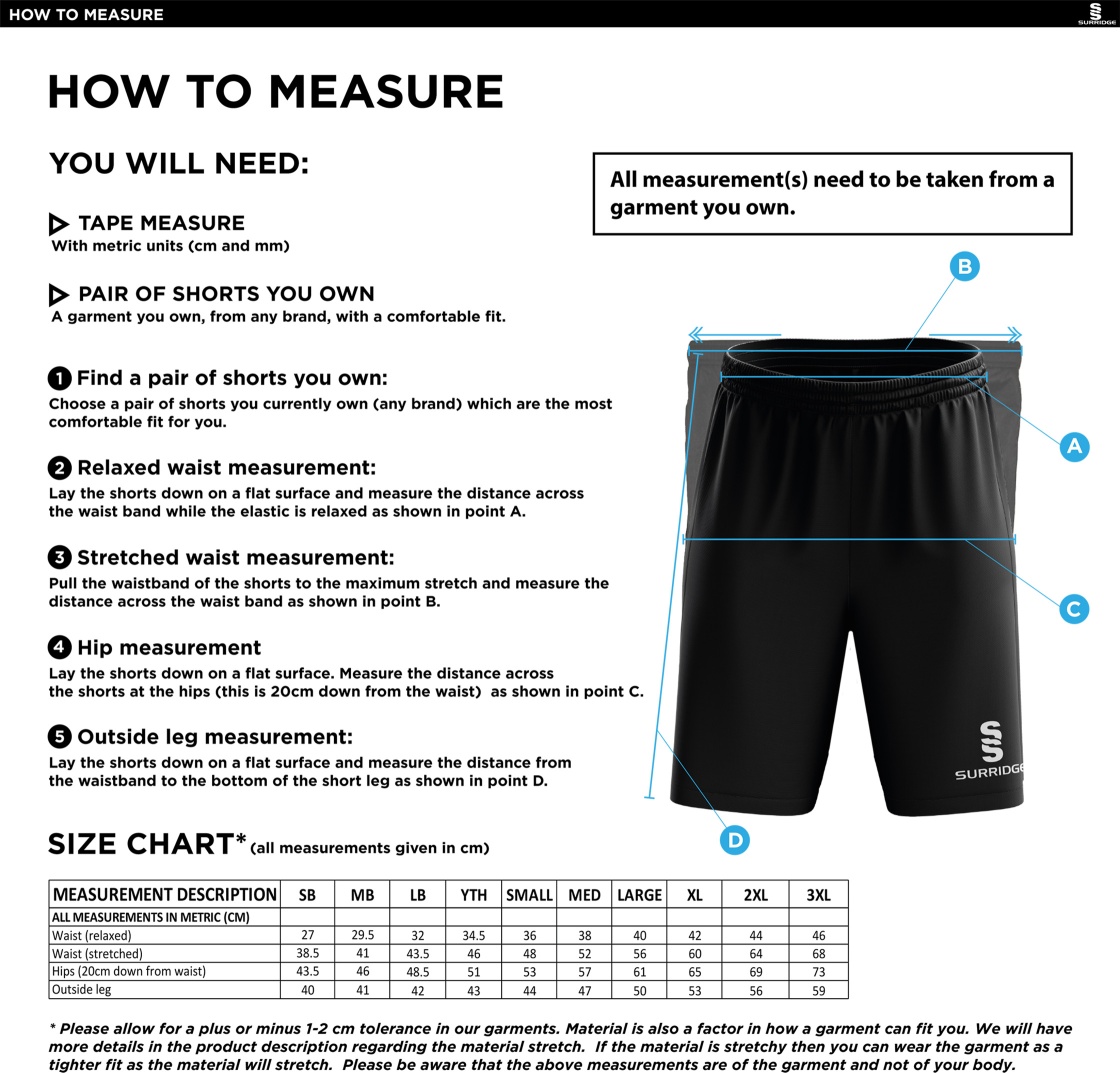 Caldecote CC - Blade Shorts - Size Guide